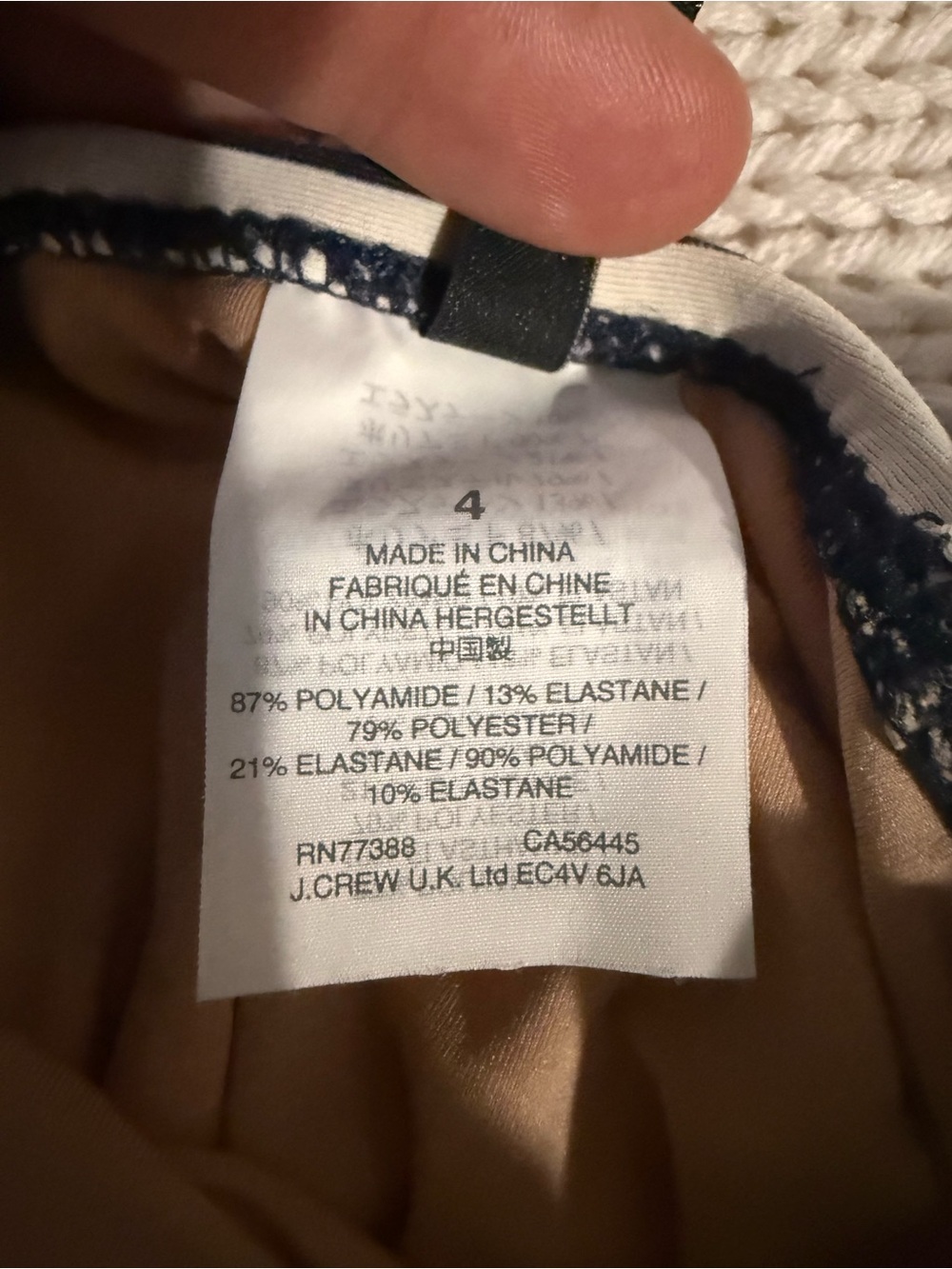 J. Crew Navy and White Striped Swimsuit with Nude Lining - Picture 6 of 6